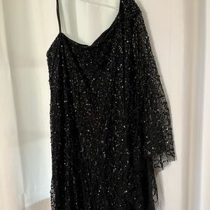 Black sequin one shoulder dress